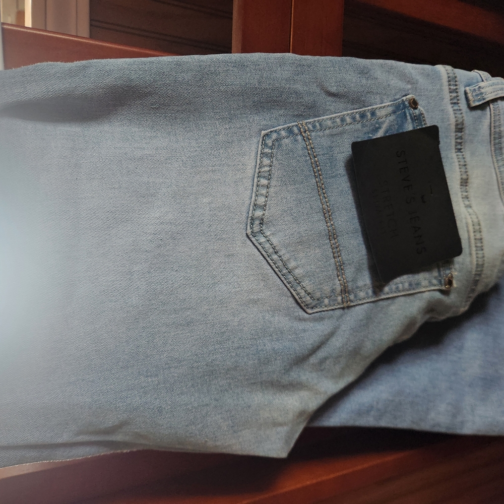 Slim Blue Denim Jeans with Faded Look
